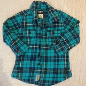 OshKosh B'gosh Toddler Flannel Blue Button Down Shirt 2T